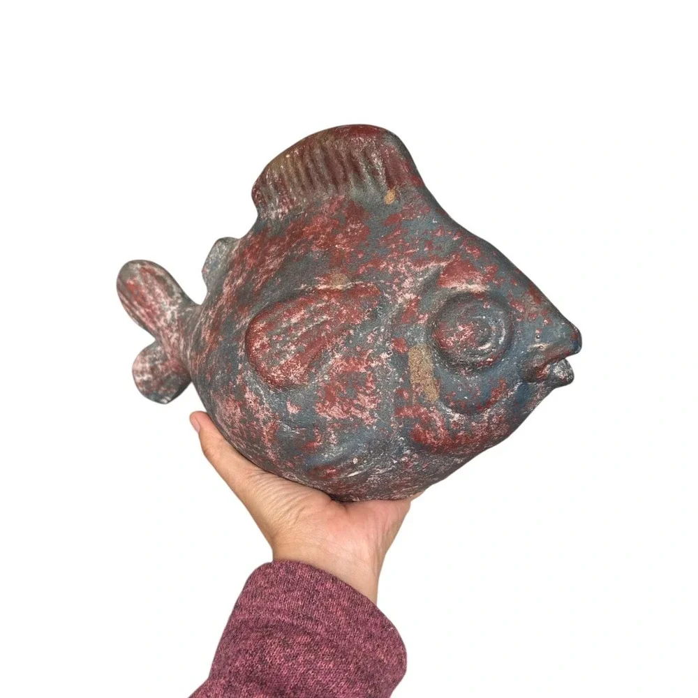 Terracota Koi Fish Sculture 12 Inch Decorarive Indoor Outdoor